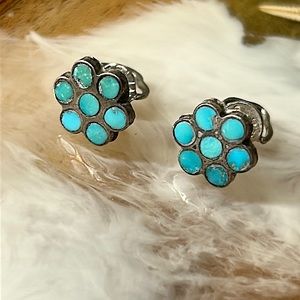 🖤Navajo Sterling turquoise flower earrings